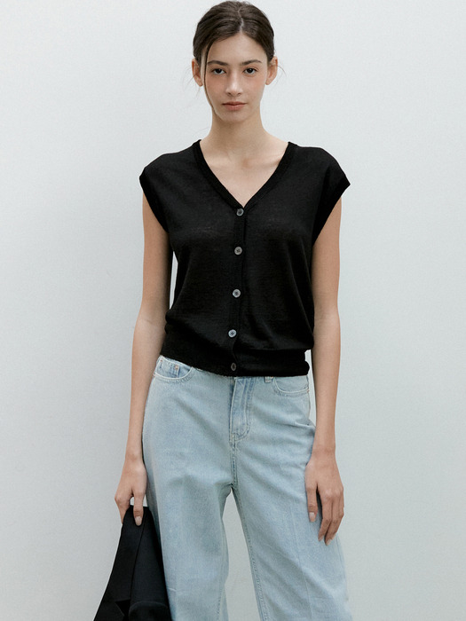 LINEN SLEEVELESS VEST_3COLOR