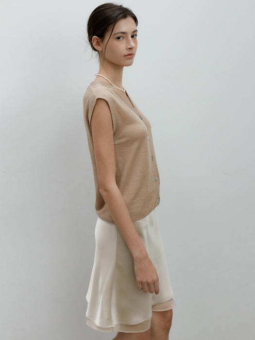 LINEN SLEEVELESS VEST_3COLOR