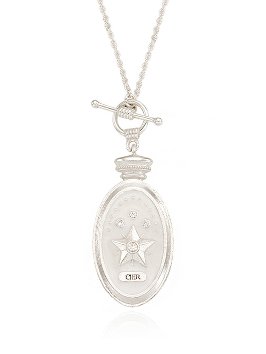 Compass Mother of Pearl Silver Necklace