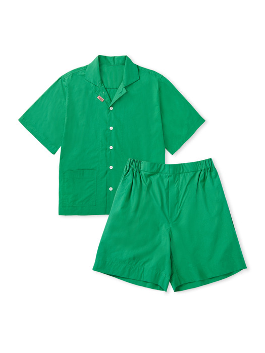 Pure Cotton Solid Pajama Set, Green