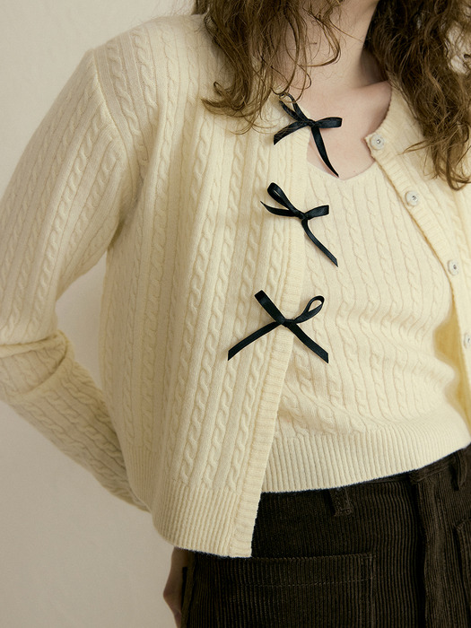 [cashmere] 138 macaron knit cardigan (cream)