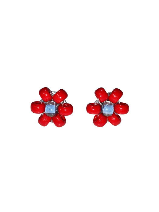 Red Bell Flower Beads Earring 