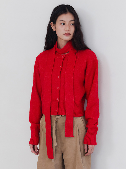 TAIL KNIT CARDIGAN_RED