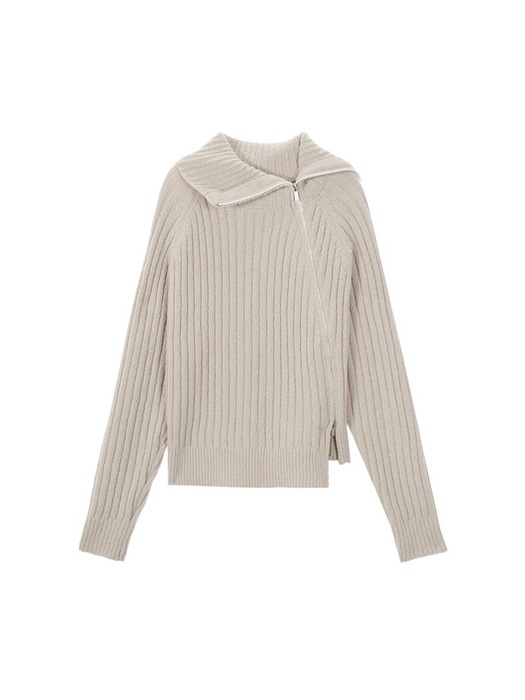 UNBALANCE ZIP UP PULLOVER IN BEIGE