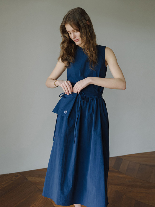 Pocket belt Summer Dress - Navy