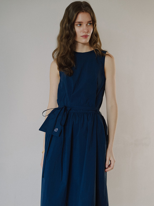 Pocket belt Summer Dress - Navy