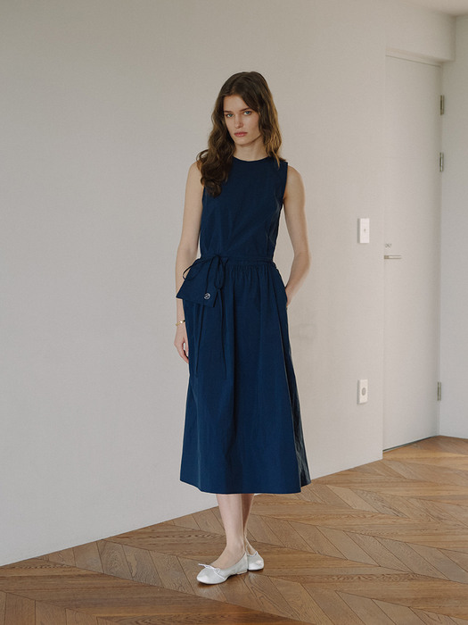 Pocket belt Summer Dress - Navy