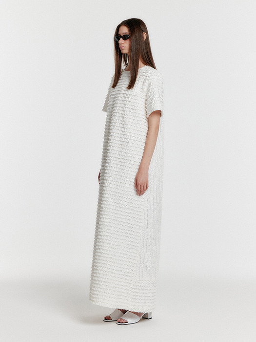 YULIZABETH Short Sleeve Maxi Dress - White