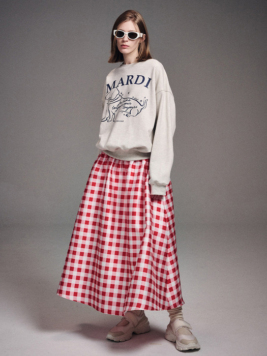 VOLUME MAXI SKIRT MICADO GINGHAM PLAID_RED