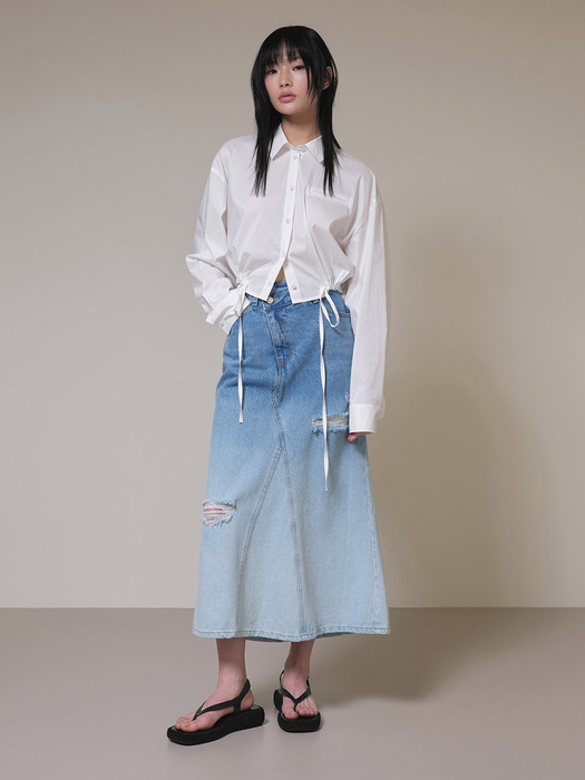 Mermaid Denim Long Skirt in Blue VJ4SS130-22