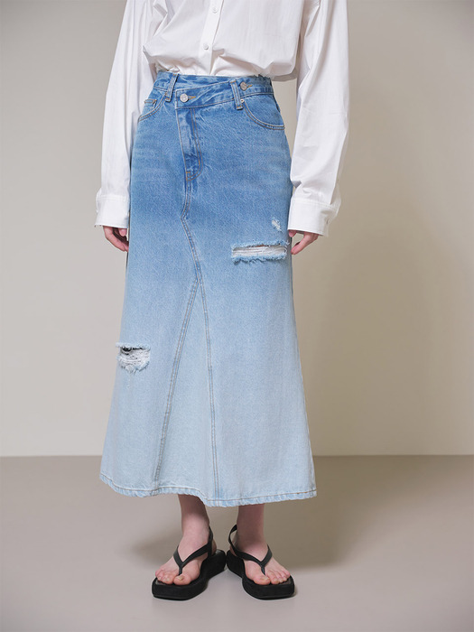 Mermaid Denim Long Skirt in Blue VJ4SS130-22