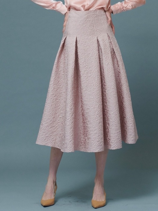 Rosie Jacquard Flare Skirt [Pink]