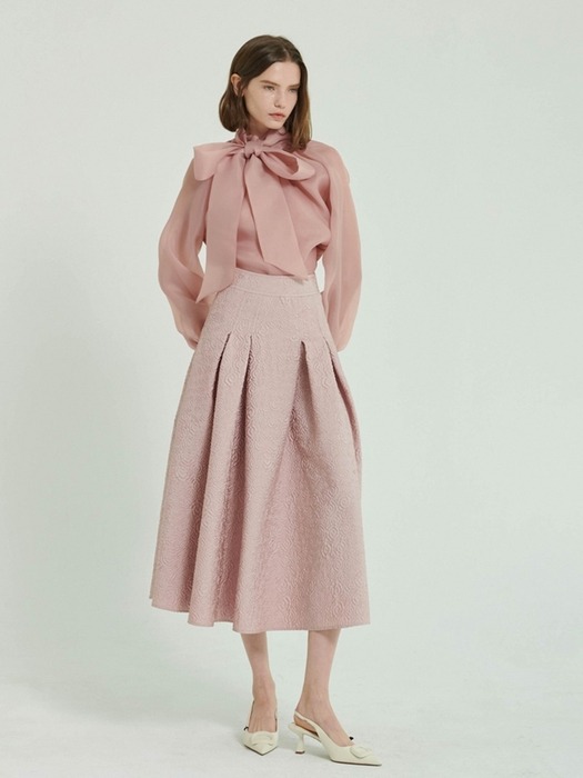 Rosie Jacquard Flare Skirt [Pink]