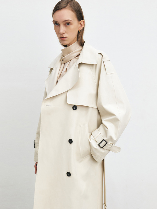 [HACIE X ITALY] CLASSIC COTTON OVERSIZE TRENCH COAT [3COLORS]