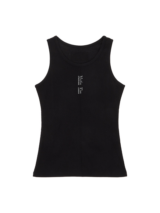 PINTUCK SLEEVELESS TOP IN BLACK