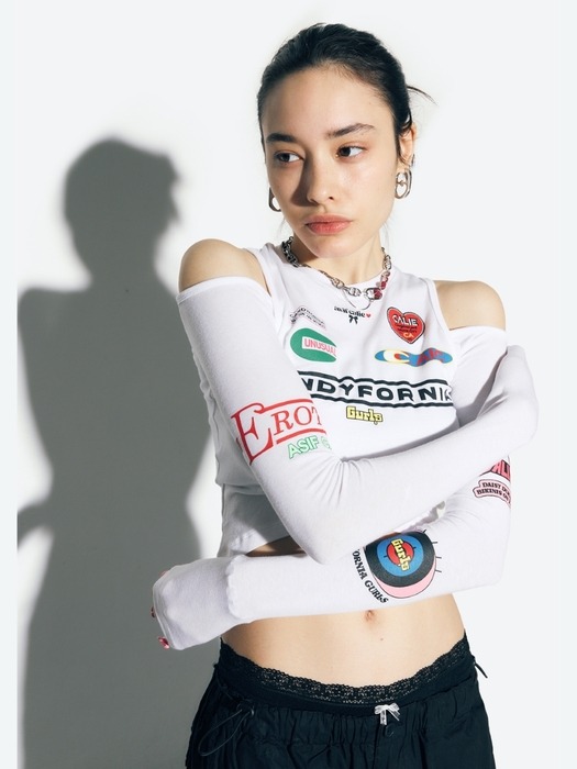 CANDYFORNIA CUT OUT LONG SLEEVE WHITE
