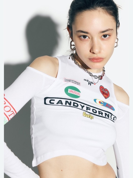CANDYFORNIA CUT OUT LONG SLEEVE WHITE