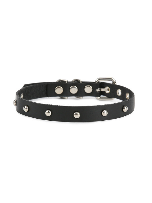 1 1 Stud Leather Choker - BLACK