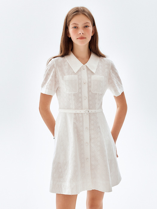 Eyelet Flare Mini Dress