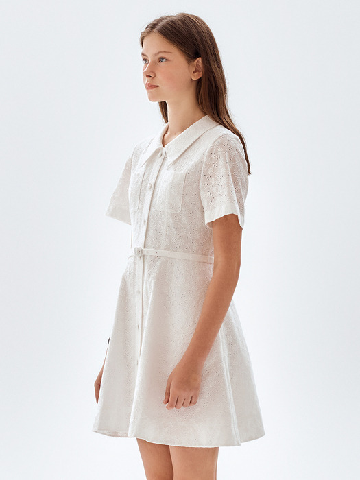 Eyelet Flare Mini Dress