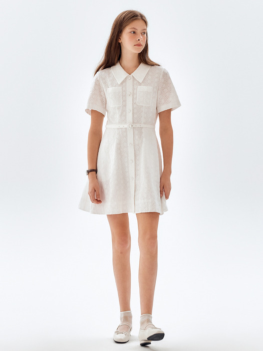 Eyelet Flare Mini Dress