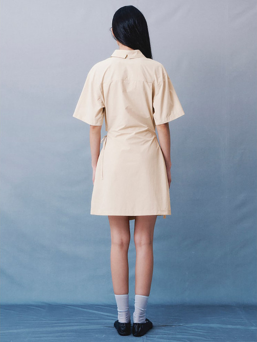 Signature CutOut Shirts Mini Dress  Beige (KE4371M02A)