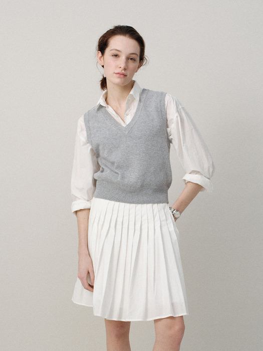 Sai cotton pleated skirt (White)