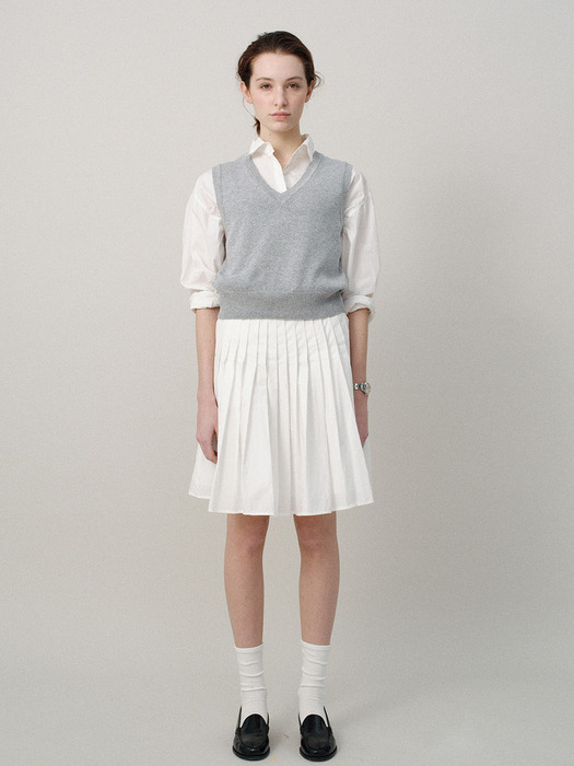 Sai cotton pleated skirt (White)