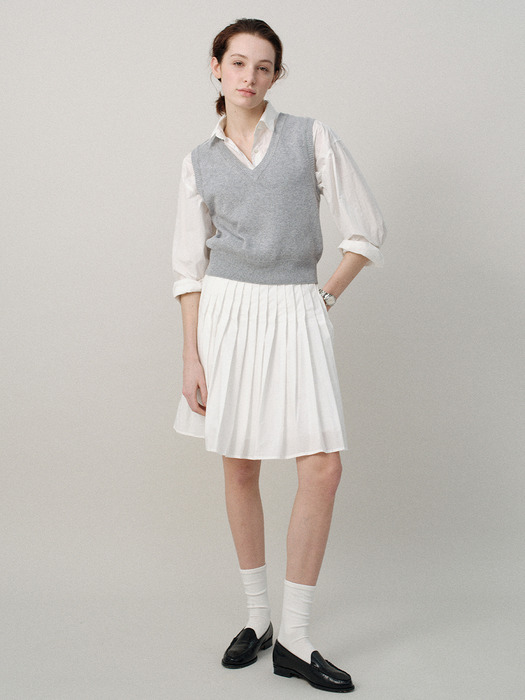 Sai cotton pleated skirt (White)