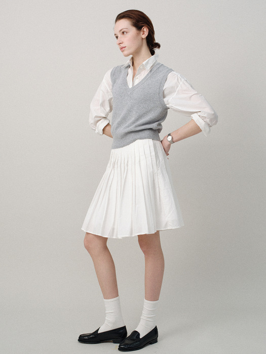 Sai cotton pleated skirt (White)