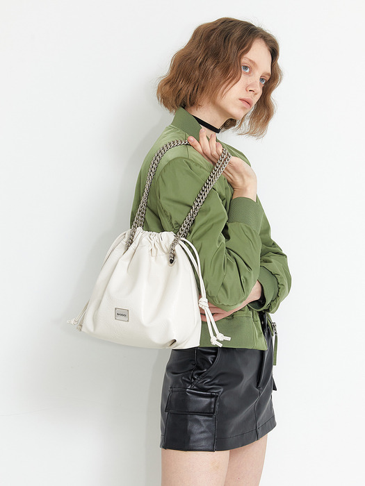 CH. MINI TRAWSTRING BAG, CREAM