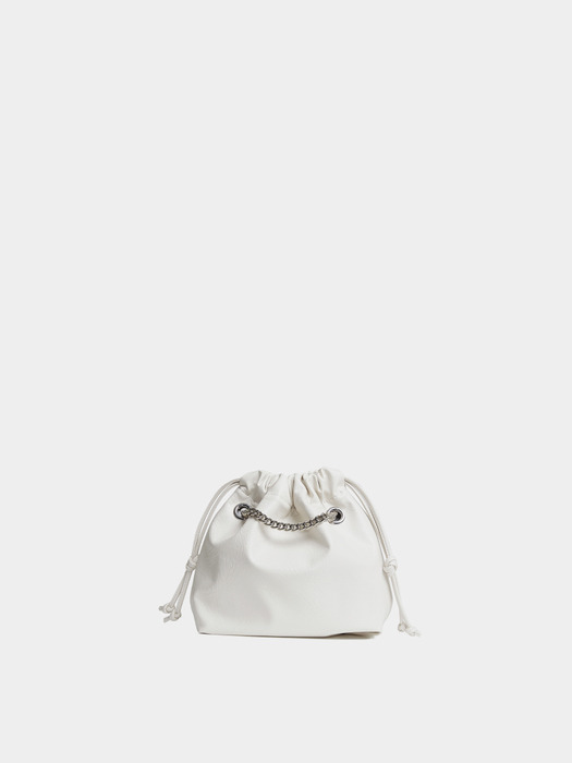 CH. MINI TRAWSTRING BAG, CREAM