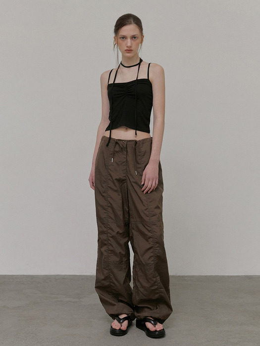 ETMON☆Scarf Shirring Sleeveless Top 에트몽]Scarf Shirring Sleeveless Top, Black