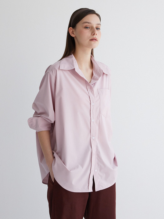 뱀부얀 블랜드 오버핏 셔츠 - 핑크