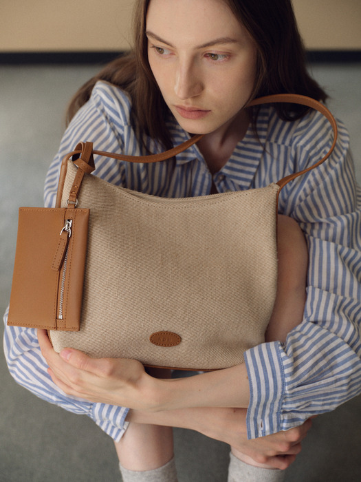 Mini pulpy hobo bag Jute Creamy tan