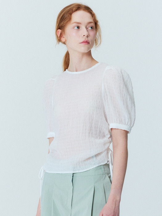 Crinkle string blouse_White