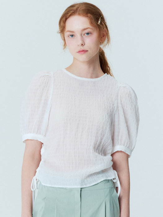 Crinkle string blouse_White