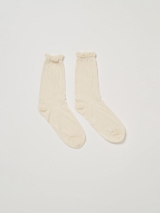 Via Ann shirring socks (Ivory)