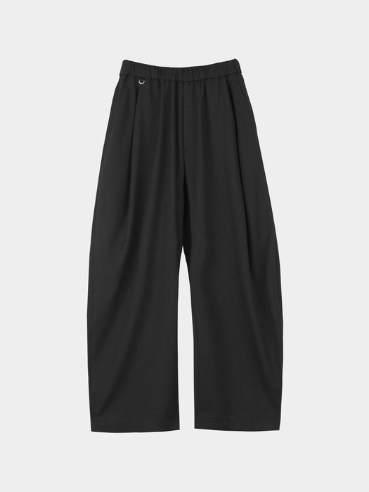 WIDE BALLOON CURVED PANTS_BLACK