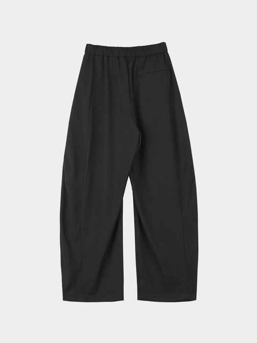 WIDE BALLOON CURVED PANTS_BLACK