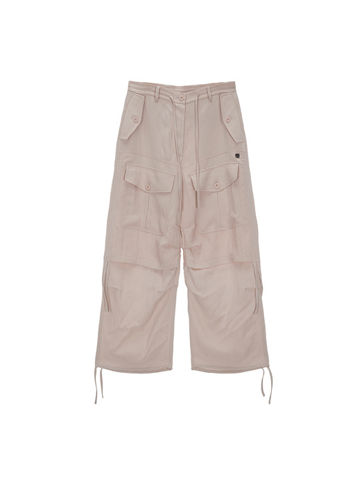 RAYON STRING CARGO PANTS IN LIGHT PINK