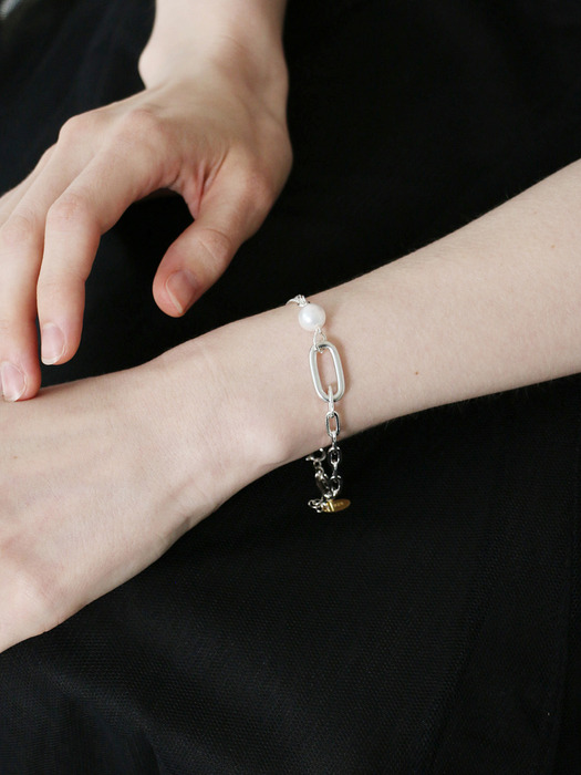 silver925 clipping pearl bracelet