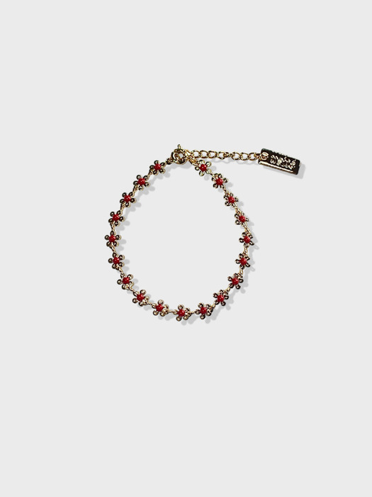 GOLD FLOWER BRACELET (GOLD & RED)