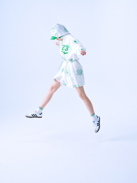 ALL OVER FLOWER PRINTED RAIN COAT_IVORY GREEN