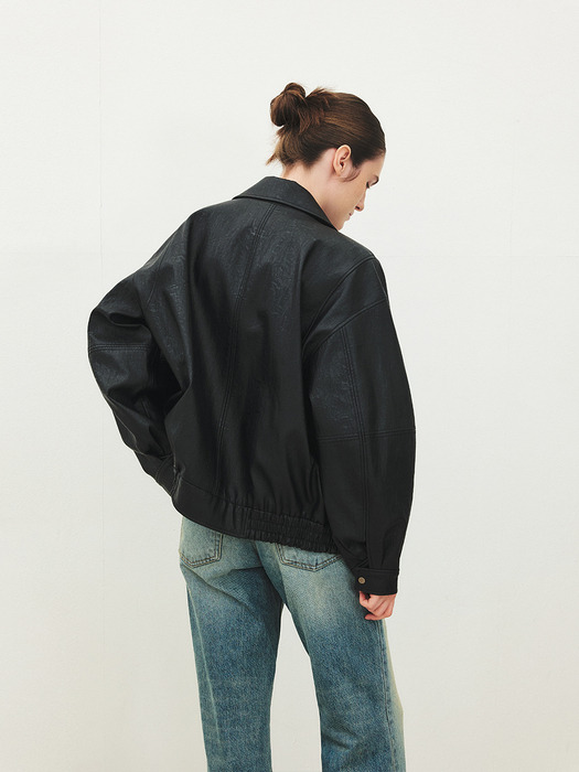 TFF OVERSIZED FAUX LEATHER BLOUSON_2COLORS