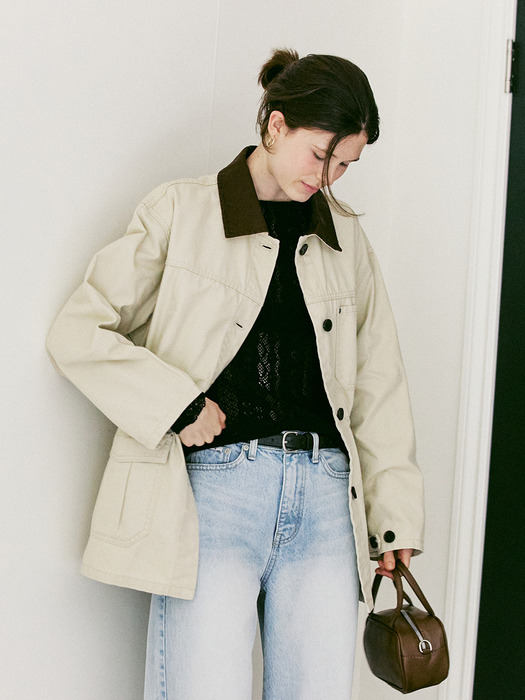 A COLLAR POINT WORK JACKET_BEIGE