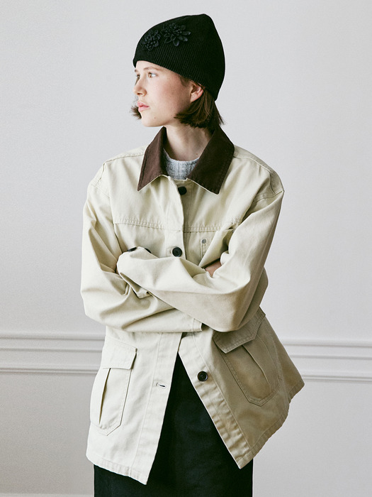 A COLLAR POINT WORK JACKET_BEIGE