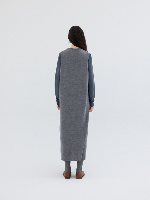 SLEEVELESS LONG KNIT DRESS_GREY