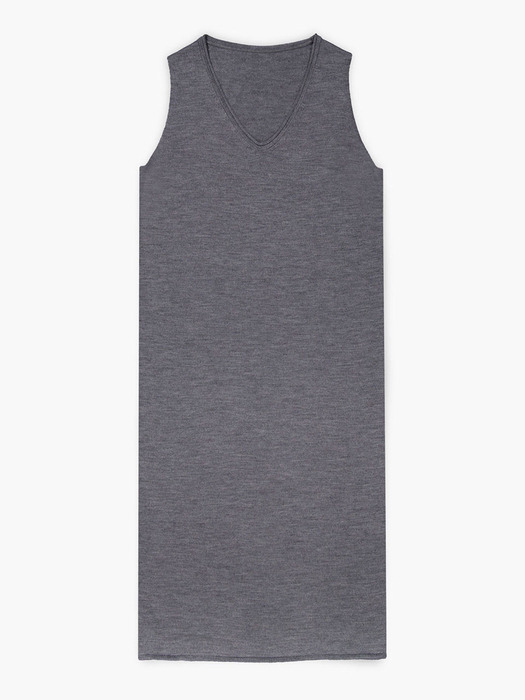 SLEEVELESS LONG KNIT DRESS_GREY