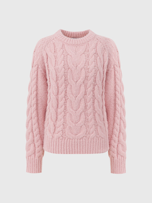 그레이디스 케이블 울 니트_핑크 / GLADYS CABLE WOOL KNIT_PINK